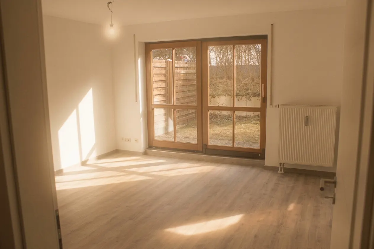 Frisch renovierter, heller Wohnraum mit neuem Boden